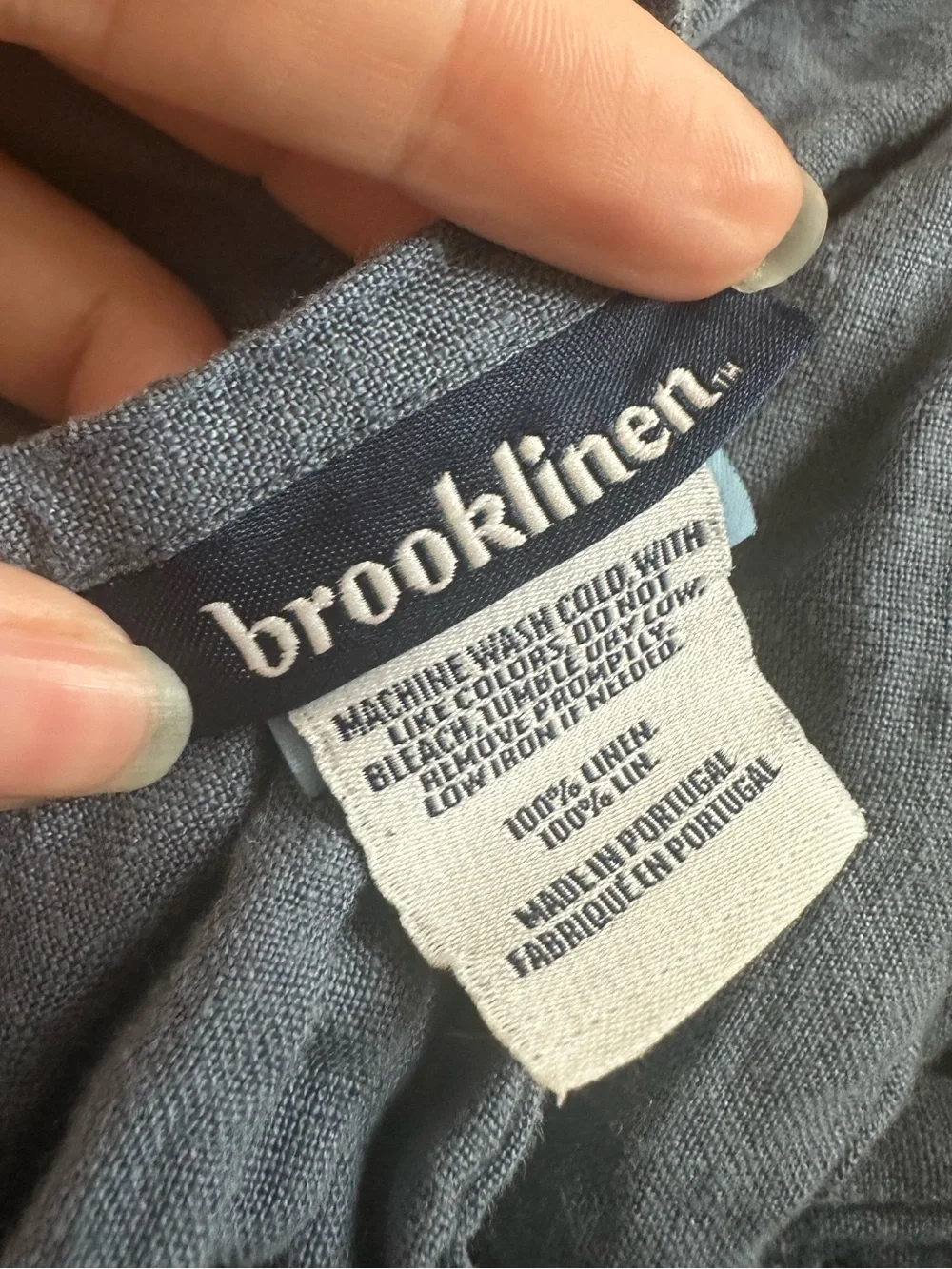 Brooklinen 100% Linen Flat Sheet and Pillowcase Set Navy Blue Twin
